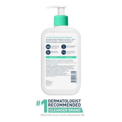 Foaming Facial Cleanser, Face Wash for Oily Skin, 16Fl Oz | Skin Care with Hyaluronic Acid & Niacinamide, Makeup Remover, Daily Face Wash for Men & Women, Fragrance Free, Oil Control