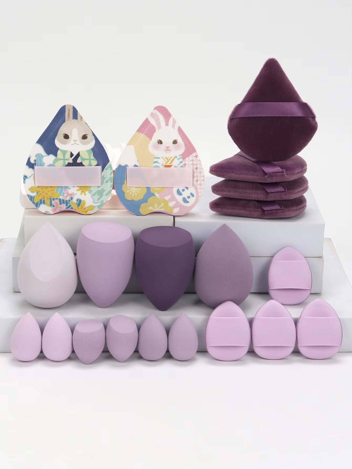 20 Pcs Pink Makeup Sponge and Makeup Puff Set Suitable for Face Cream and Powder Concealer Powder Makeup Machine