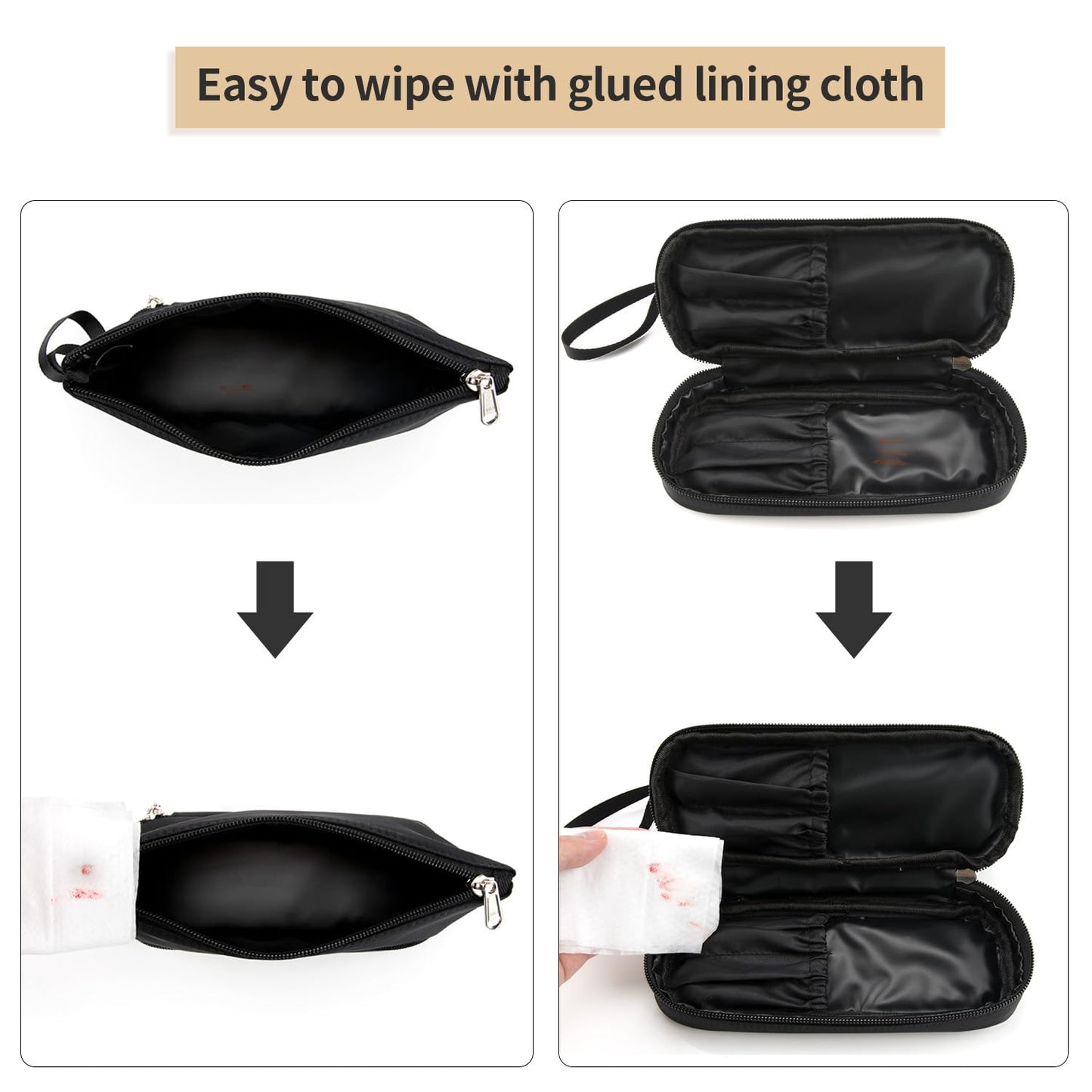 Small Makeup Bag 2 Layers Travel Cosmetic Bag with Makeup Brush Compartment | Compact Lightweight Portable Convenient Brushes Separate Organizer Travel Essentials Gifts for Women/Girls