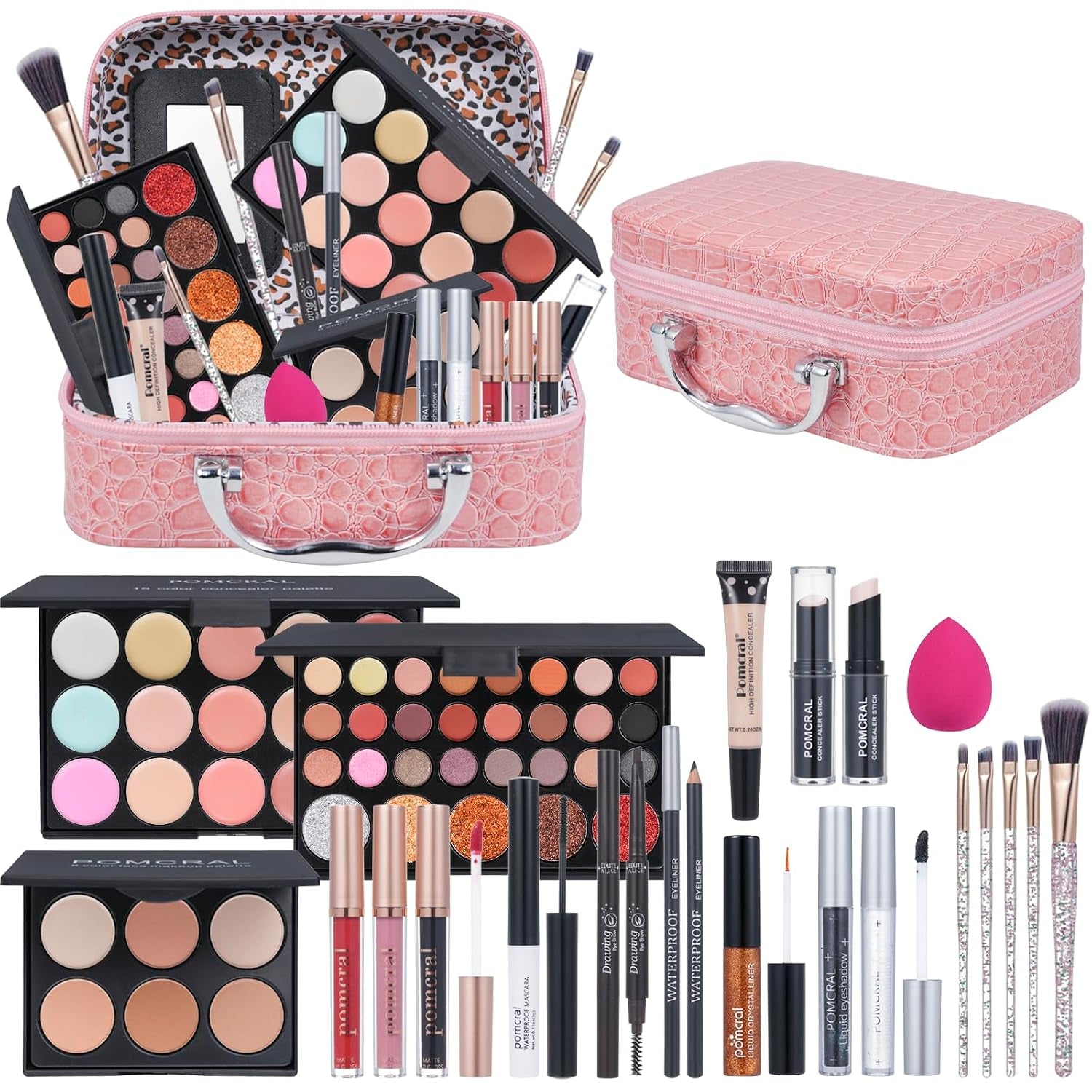 Professional Make up Kit,Makeup Kit for Girls, Makeup Set for Women Eyeshadow Palettes, Lip Colors, Makeup Brush Set,Makeup Bag (Pink)