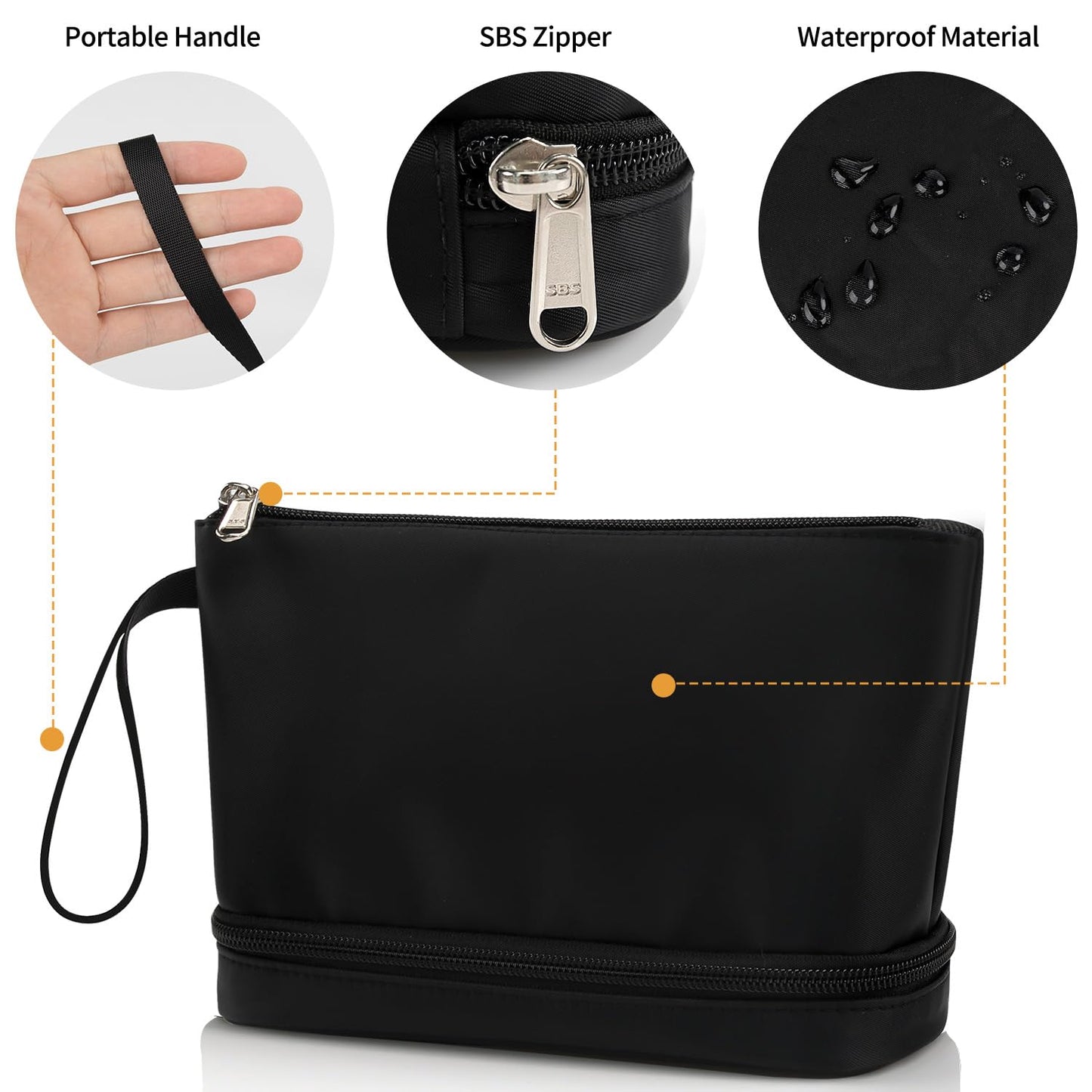 Small Makeup Bag 2 Layers Travel Cosmetic Bag with Makeup Brush Compartment | Compact Lightweight Portable Convenient Brushes Separate Organizer Travel Essentials Gifts for Women/Girls