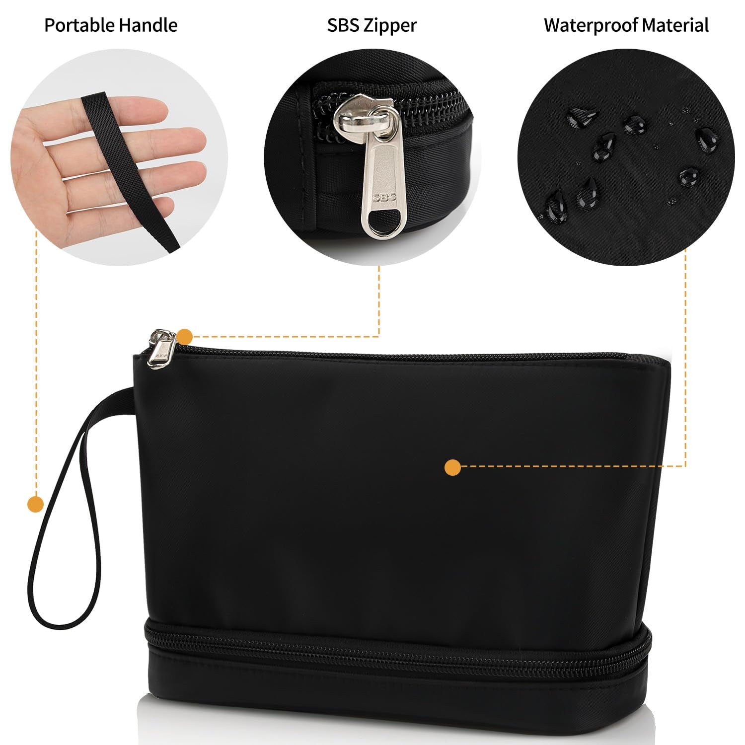 Small Makeup Bag 2 Layers Travel Cosmetic Bag with Makeup Brush Compartment | Compact Lightweight Portable Convenient Brushes Separate Organizer Travel Essentials Gifts for Women/Girls