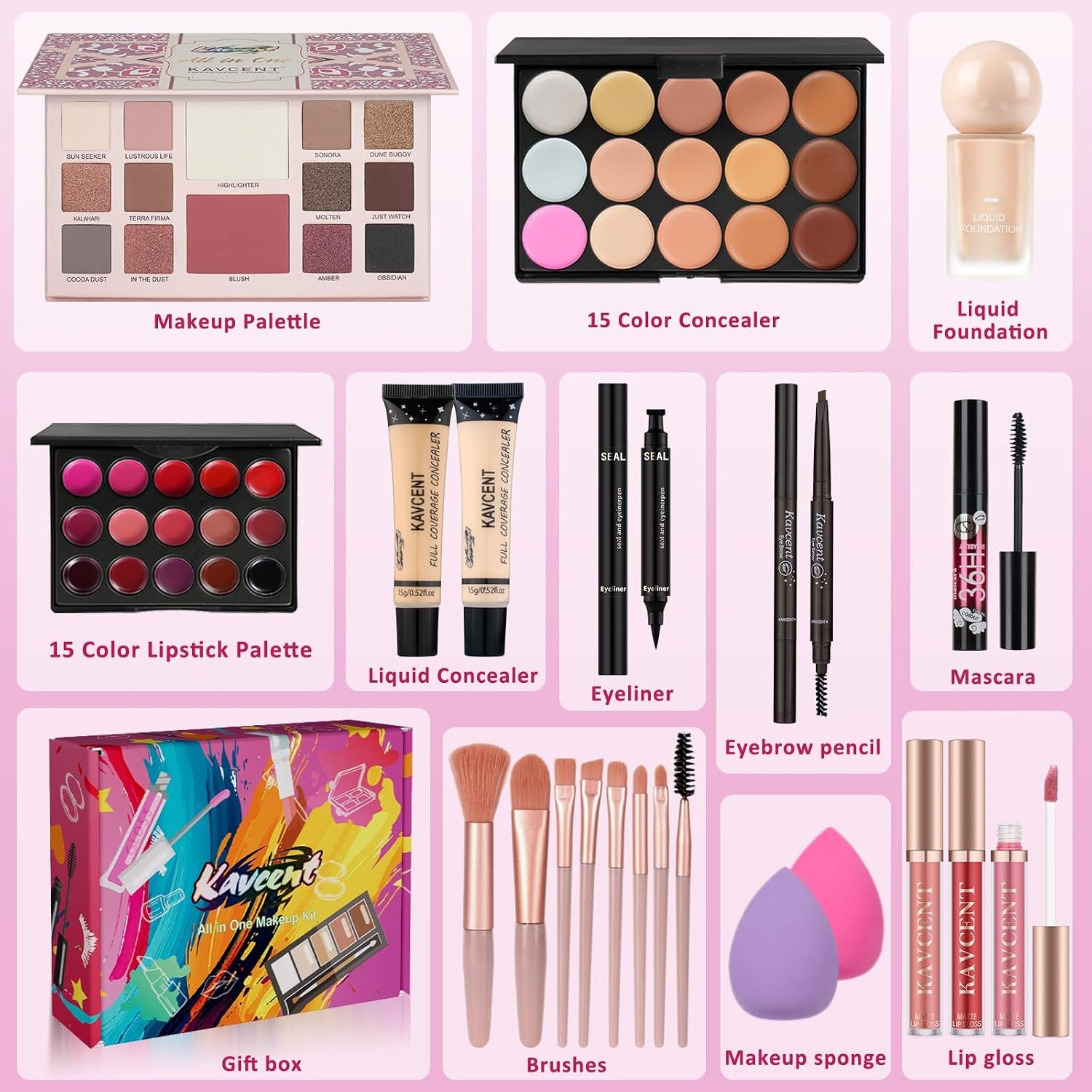 Makeup Kit for Women Teens Full Kit Makeup Set for Teens Teenagers 14-16 Eyeshadow Foundation Makeup Gift Set for Women Makeup Kit for Teen Girls