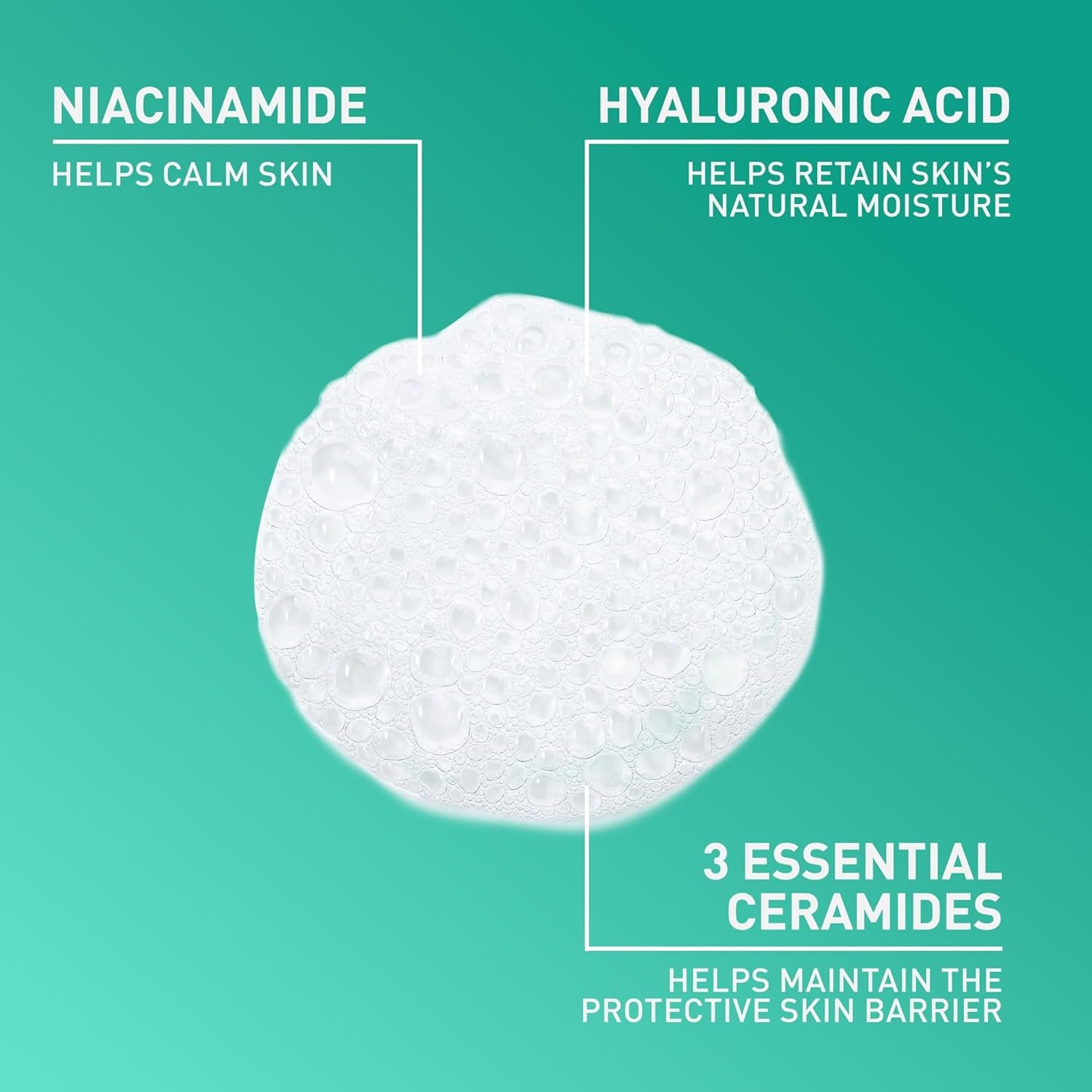 Foaming Facial Cleanser, Face Wash for Oily Skin, 16Fl Oz | Skin Care with Hyaluronic Acid & Niacinamide, Makeup Remover, Daily Face Wash for Men & Women, Fragrance Free, Oil Control