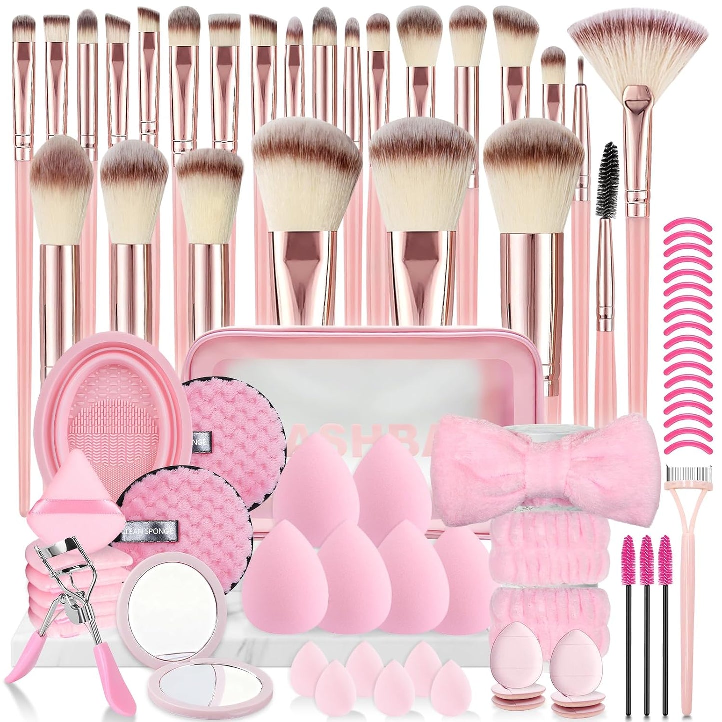 80PCS Makeup Brushes, Makeup Brush Set Professional Makeup Kit Multi-Functional Makeup Tool Set with Case Facial Makeup Accessories,Brush Set Eye & Makeup Sponge(Pink)