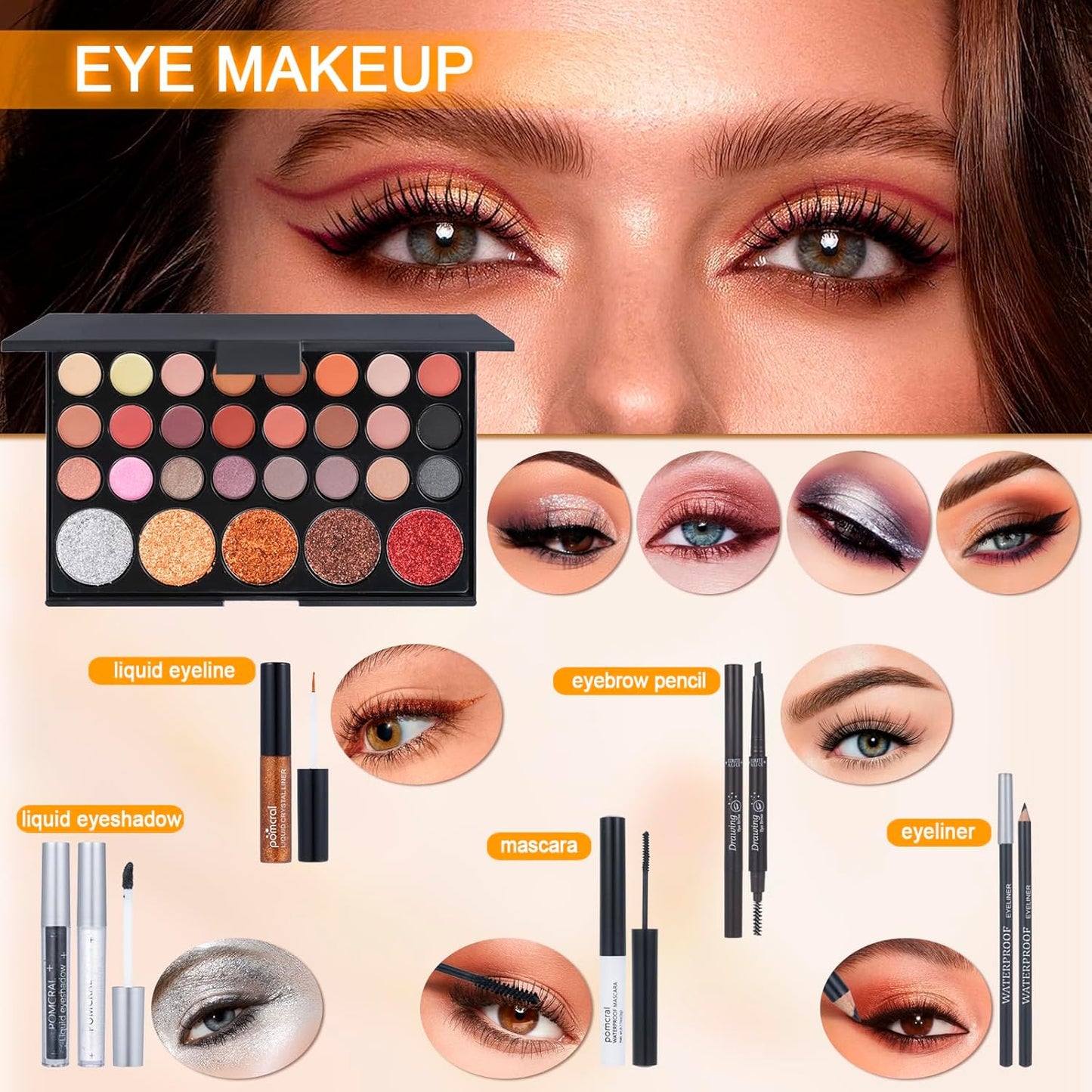 Professional Make up Kit,Makeup Kit for Girls, Makeup Set for Women Eyeshadow Palettes, Lip Colors, Makeup Brush Set,Makeup Bag (Pink)