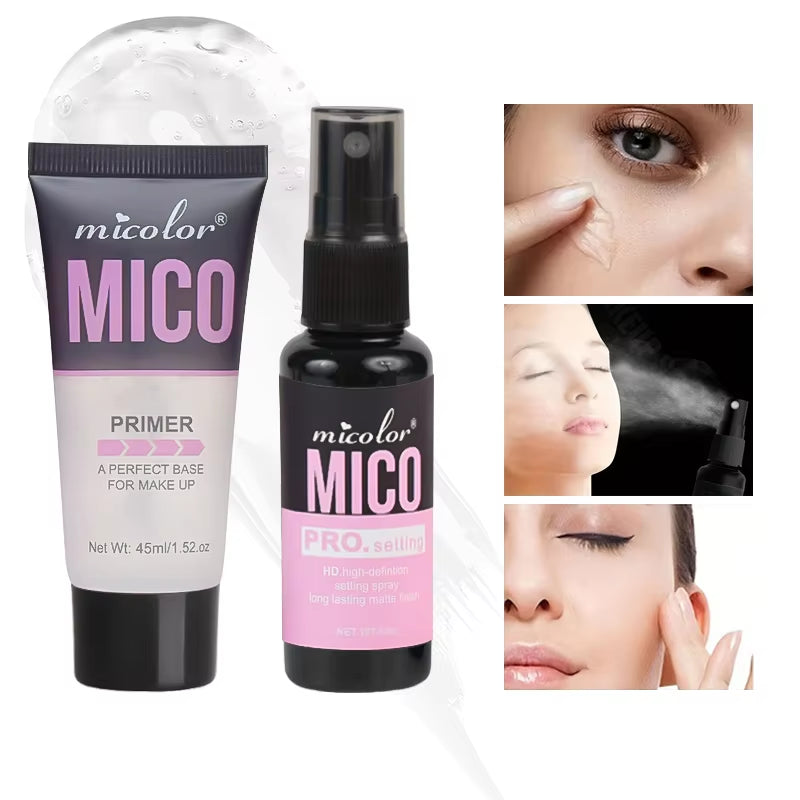 Makeup Set of Makeup Primer + Setting Spray, Invisible Pore Color Rendering Hold Makeup, for Base Makeup and Makeup Finishing