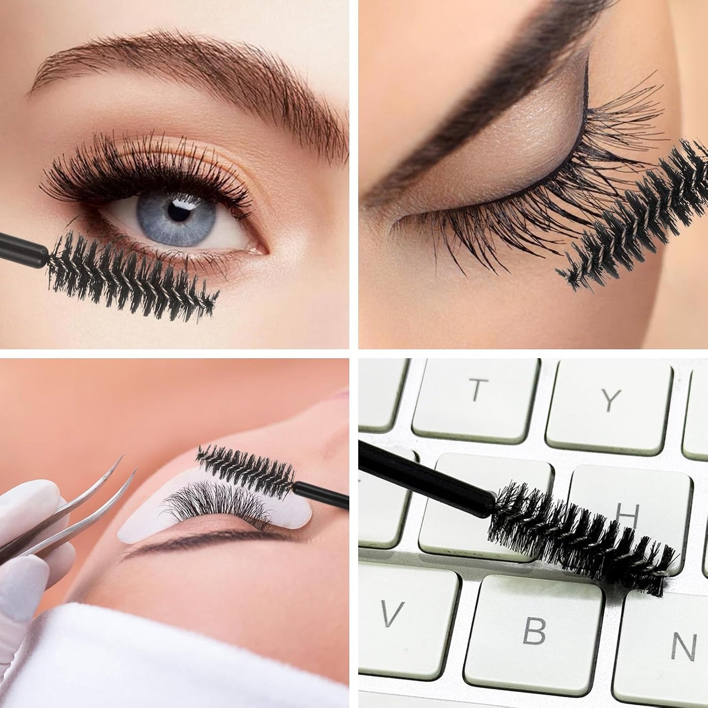 100 Pcs Disposable Mascara Wands Dual Ended Eyelash Brush Lip Brush, Lipstick Applicator Eyebrow Spoolies for Eyelash Extensions, Portable Makeup Brush for Eyebrow, Lip - Black