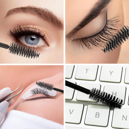 100 Pcs Disposable Mascara Wands Dual Ended Eyelash Brush Lip Brush, Lipstick Applicator Eyebrow Spoolies for Eyelash Extensions, Portable Makeup Brush for Eyebrow, Lip - Black