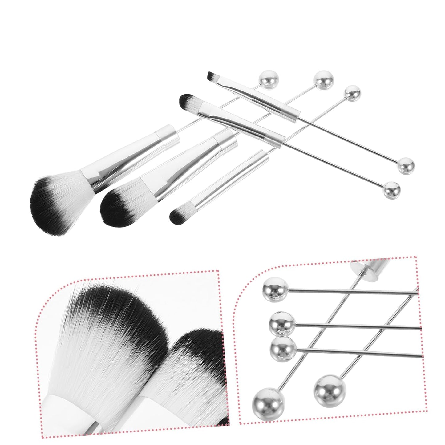 1Set Makeup Brush Set Metal Handle Soft Bristles for Blush and Powder Application Portable Cosmetic Brushes for Travel and Everyday Use
