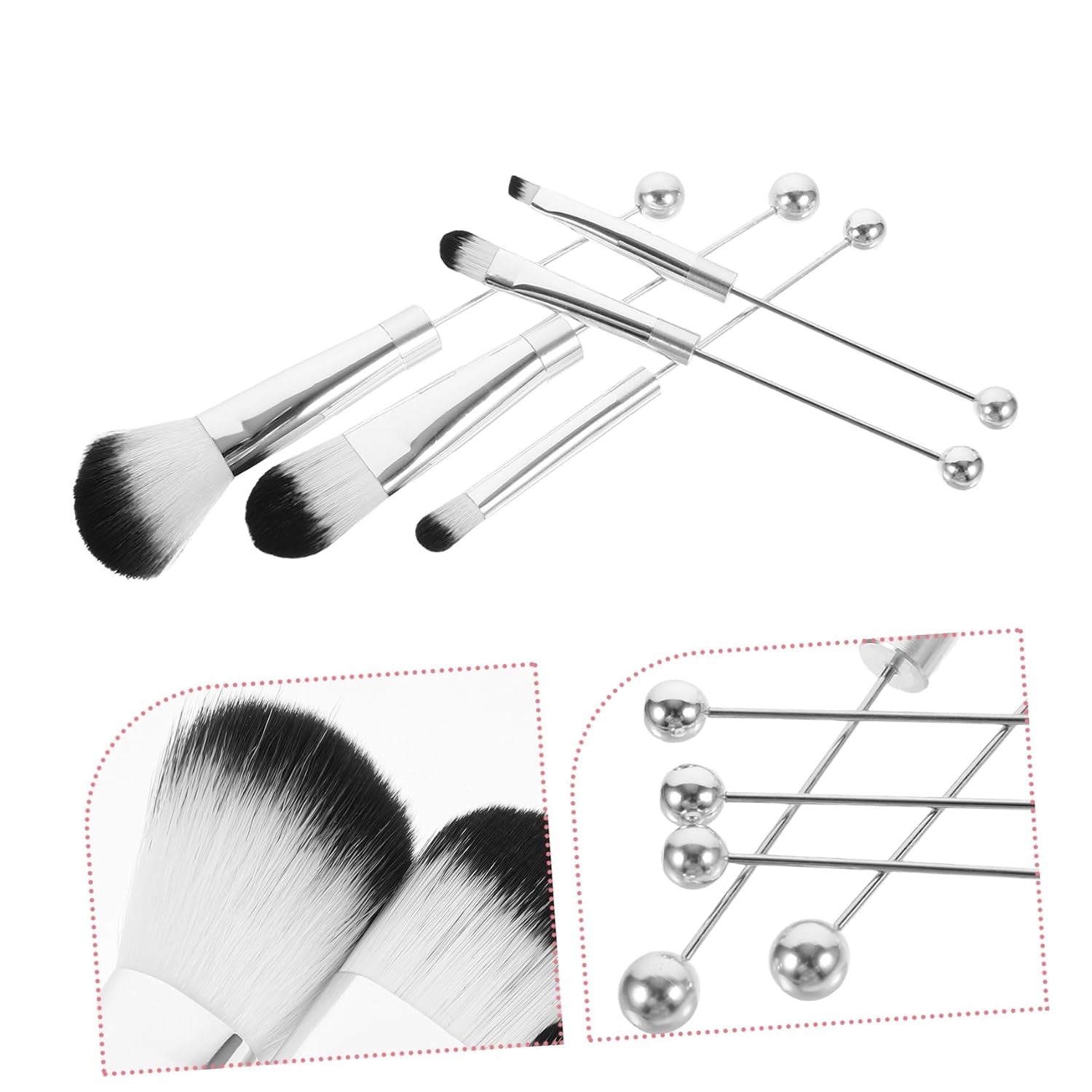 1Set Makeup Brush Set Metal Handle Soft Bristles for Blush and Powder Application Portable Cosmetic Brushes for Travel and Everyday Use