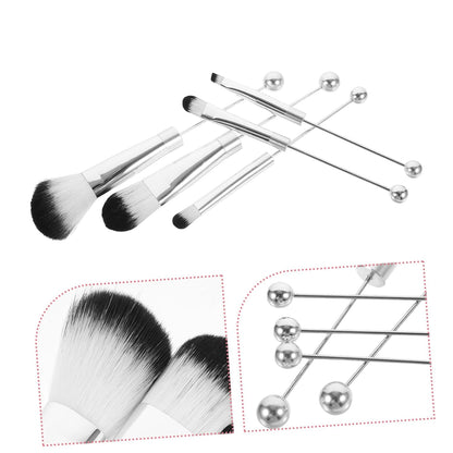 1Set Makeup Brush Set Metal Handle Soft Bristles for Blush and Powder Application Portable Cosmetic Brushes for Travel and Everyday Use