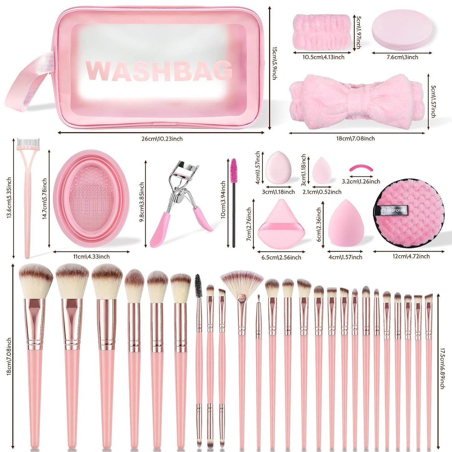 80PCS Makeup Brushes, Makeup Brush Set Professional Makeup Kit Multi-Functional Makeup Tool Set with Case Facial Makeup Accessories,Brush Set Eye & Makeup Sponge(Pink)