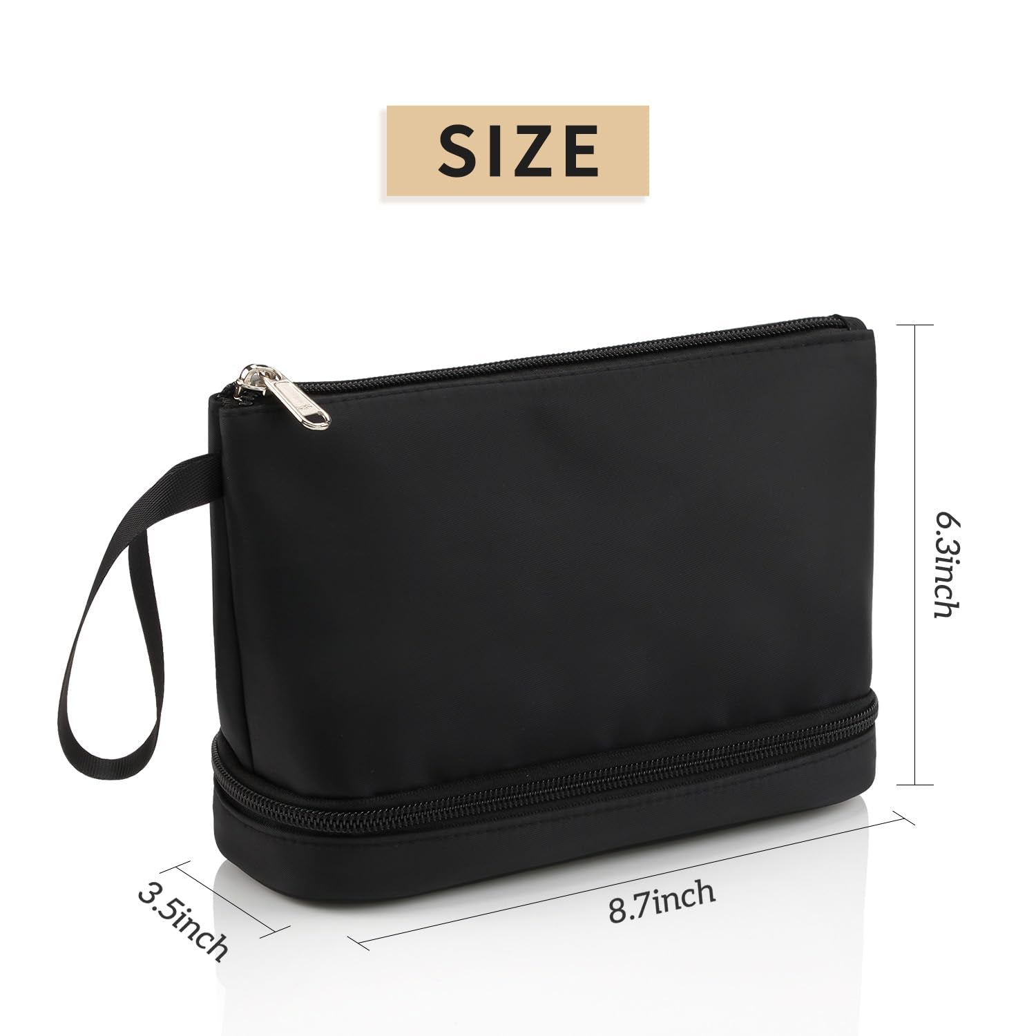 Small Makeup Bag 2 Layers Travel Cosmetic Bag with Makeup Brush Compartment | Compact Lightweight Portable Convenient Brushes Separate Organizer Travel Essentials Gifts for Women/Girls