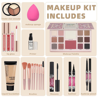Makeup Set for Teens Makeup Kit for Women Full Kit Foundation Eyeshadow Teenagers Makeup Gift Set for Teen Girls Women Christmas Makeup Kits for Teen 14-16