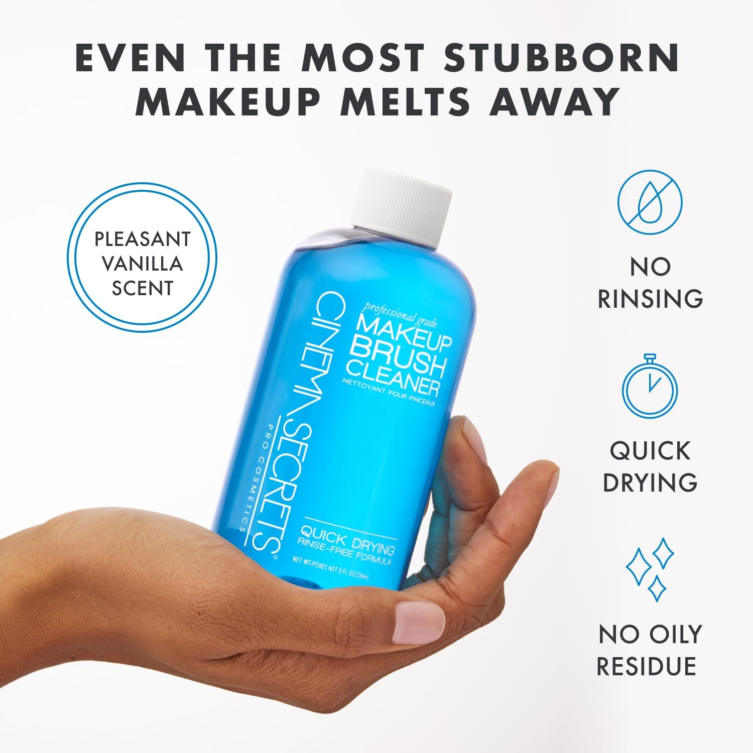 Original Blue Vanilla Makeup Brush Cleaner Solution - Professional Cleanser for Makeup Brushes - Quick-Drying, Rinse-Free Formula - Removes Stubborn Waterproof Make up (16 Fl Oz)