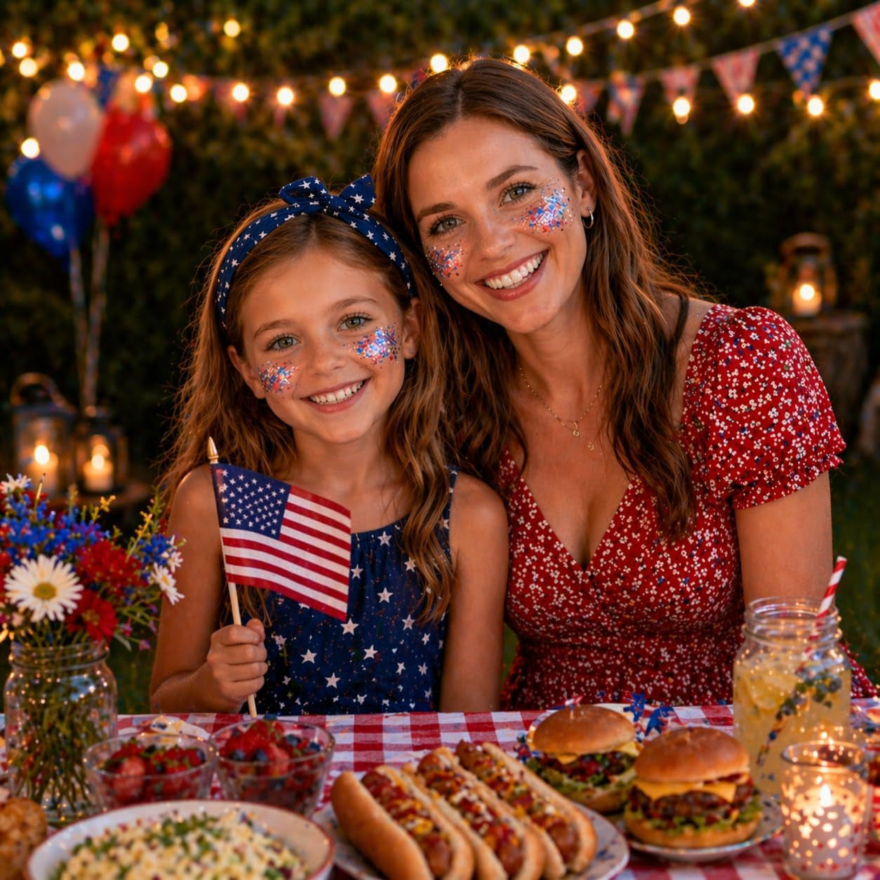 Patriotic Red White and Blue Face Hair Glitter Gel, 4Th of July Accessories 100Ml Sparkling Hair Body Glitter for Women Kids Makeup World Cup Team USA Independence Day Celebration(Usa+Usa)