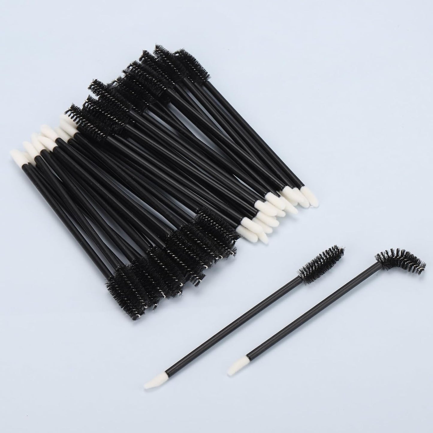 100 Pcs Disposable Mascara Wands Dual Ended Eyelash Brush Lip Brush, Lipstick Applicator Eyebrow Spoolies for Eyelash Extensions, Portable Makeup Brush for Eyebrow, Lip - Black