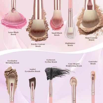 80PCS Makeup Brushes, Makeup Brush Set Professional Makeup Kit Multi-Functional Makeup Tool Set with Case Facial Makeup Accessories,Brush Set Eye & Makeup Sponge(Pink)